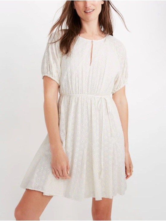 Madewell Dresses & Skirts - Madewell Women’s Cream Eyelet Short-Sleeve Dress